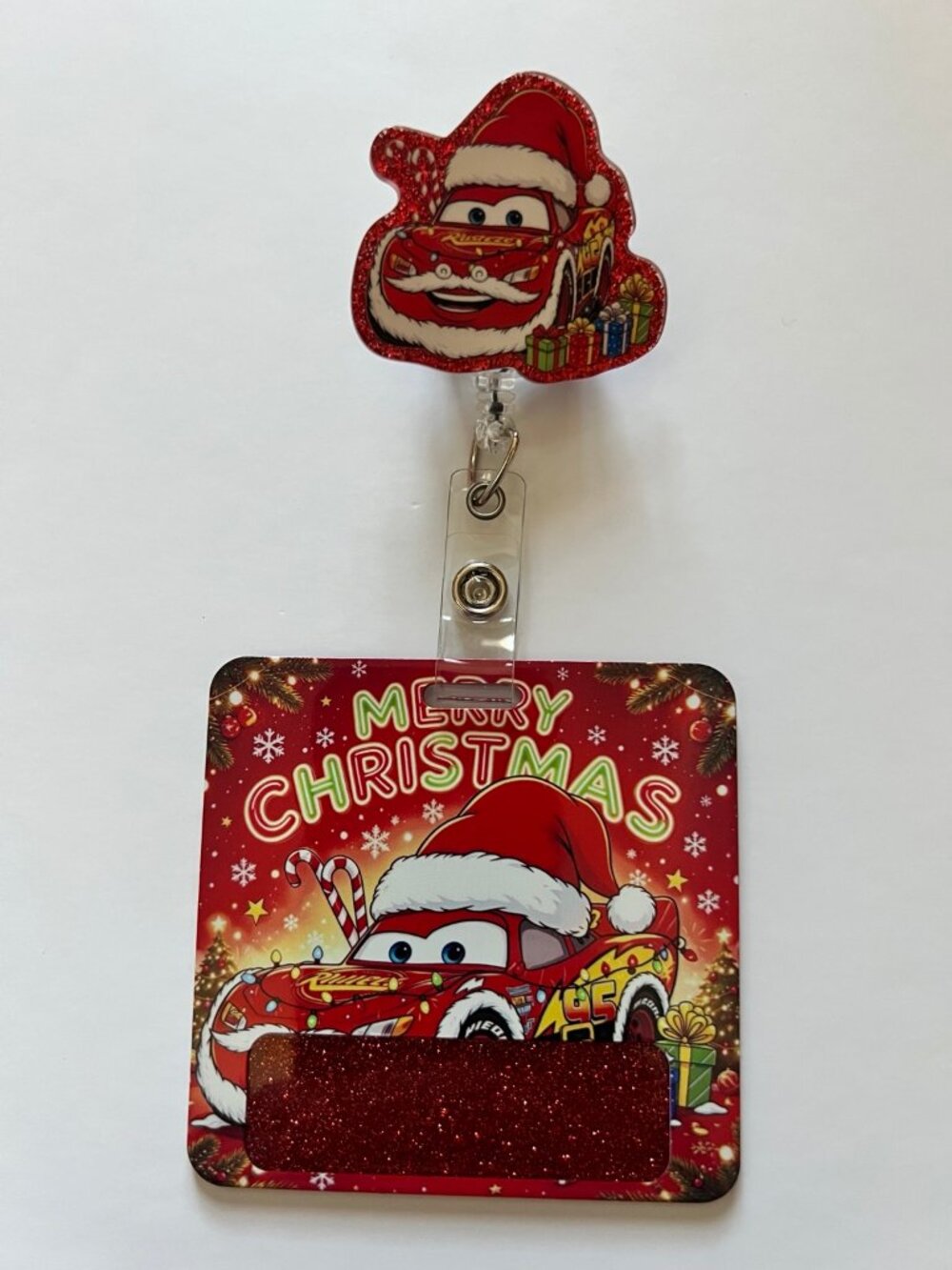 Christmas Race Car Retractable Badge Reel & Badge Buddy Set